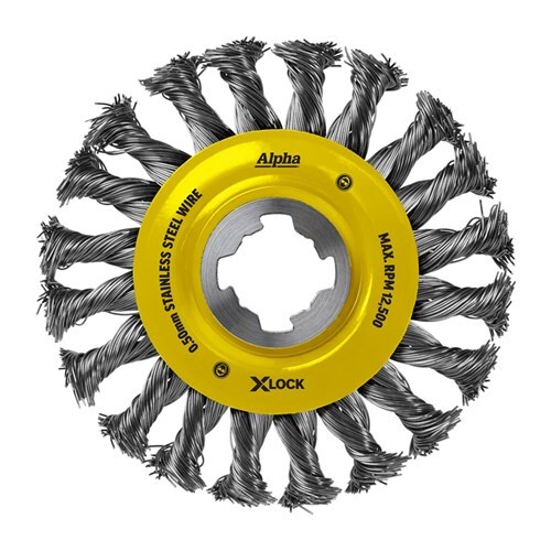 Alpha X-Lock 125mm Knotted Stainless Steel Wire Wheel Brush