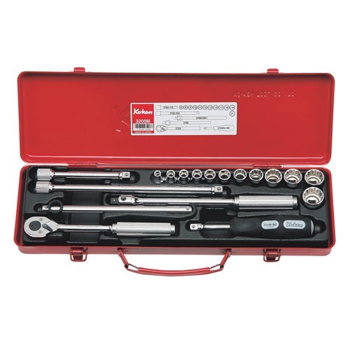 Ko-Ken 3/8" Drive AF Socket Set (1/4" - 7/8"), 18 Pieces - KO3200A
