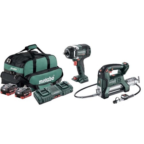 Metabo MET18MX2SB2HD5.5FA 18V Brushless 1/2" Impact Wrench & Grease Gun Kit