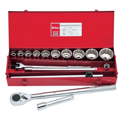 Ko-Ken Socket Set 3/4" Drive 12Pt 7/8 - 2" AF, 18 Pieces - KO6201A