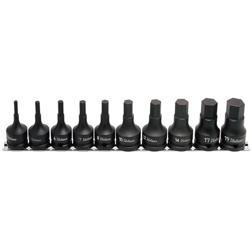 Ko-Ken Impact Inhex Socket Set On Rail 1/2" Drive 4 - 19mm, 10pcs