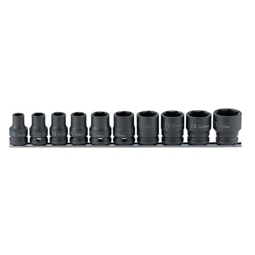 Ko-Ken Impact Socket Set On Rail 1/2" Drive 10 - 27mm, 10pcs