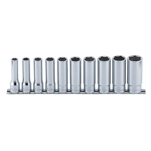 Ko-Ken Deep Socket Set On Rail 1/2" Drive 10 - 22mm, 10pcs