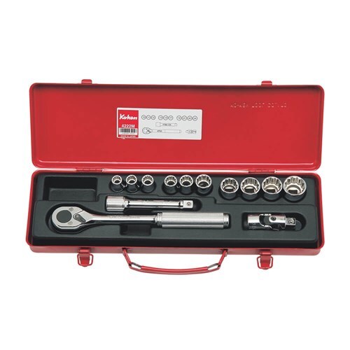 Ko-Ken Socket Set 1/2" Drive 10 - 24mm 12Point, 13pcs - KO4222M