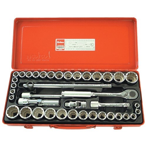 Ko-Ken Socket Set 1/2" Drive 12 Point AF/Metric, 40pcs - KO4239AM