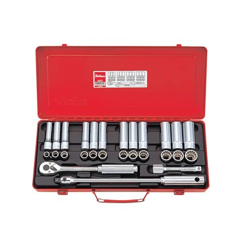 Ko-Ken Standard & Deep Socket Set 1/2" Drive 12 Point, 27pcs - KO4277