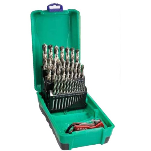 Bordo 2006-F2-C18 21 Piece 1/16-3/8" Bright HSS Jobber Set Bonus Stubbie Folding Knife