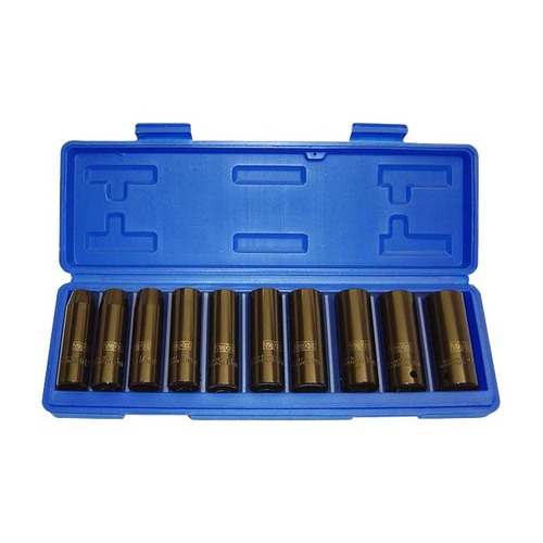 Trax AD-411MB 1/2" Drive Long Metric Impact Socket Set, 10pieces