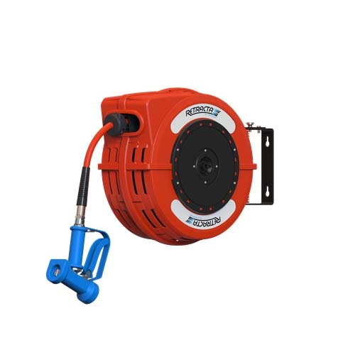 Retracta Hot/Cold Water Hose Reel (Red) 1/2" x 12m Hose & Spray Gun