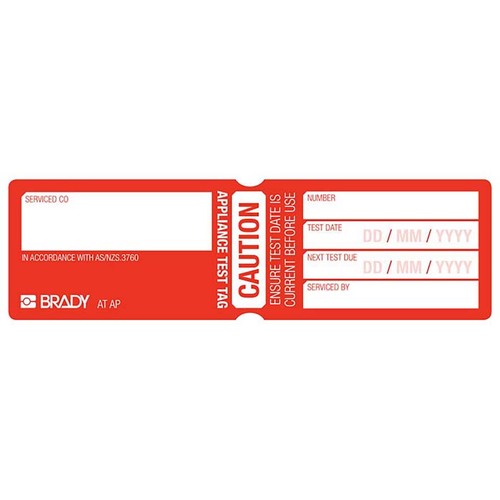 Brady Appliance Test Tag - Caution Red, 100/Pack