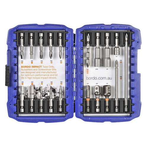 Bordo 5405-S2 Screwdriver Insert Bit, Power Bit and Nutsetter Set, 19pieces