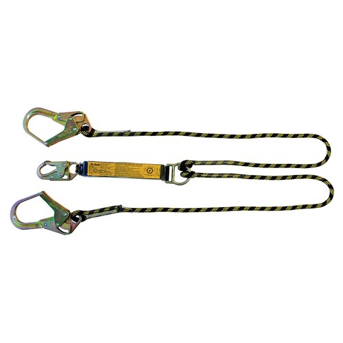 B-Safe Shock Absorbing Twin Lanyard With Kernmantle Rope And Snap/Scaffold Hooks