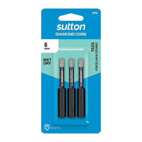 Sutton 6 - 10mm Diamond Core Drill Bit Wet/Dry Set, 3 Pieces - D618S3B