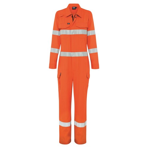 Boomerang Hi-Vis FR Coveralls With Reflective Tape Orange, 82 Regular