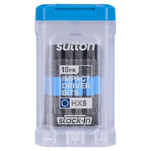 Sutton S206T15B05 HX5 x 50mm Stack-In Hex Screwdriver Bit S206 Supatorq, 15/Pack