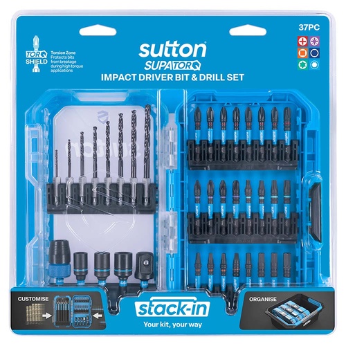 Sutton S251S37A Stack-In Insert Power Screwdriver Bit & Drill Set S251 Supatorq, 37 Pcs