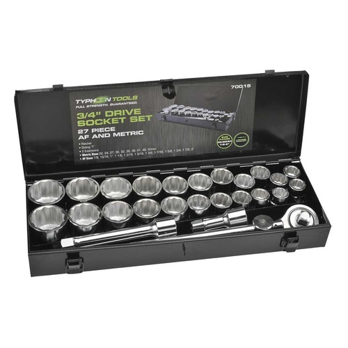 Typhoon Tools Socket Set 3/4" Drive Metric & Imperial , 26 Pieces
