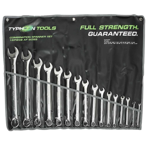 Typhoon Tools 1/4 -1-1/4" AF Imperial Combination Spanner Set, 16 Pcs