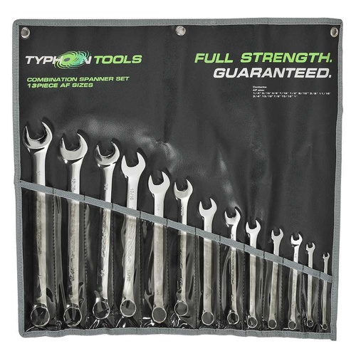 Typhoon Tools 1/4 - 1" AF Imperial Combination Spanner Set, 13 Pieces