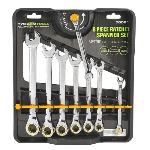Typhoon Tools Metric Ratchet Spanner Set - 70021, 8 Pieces