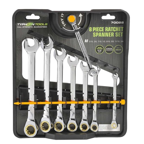 Typhoon Tools AF Imperial Ratchet Spanner Set - 70022, 8 Pieces