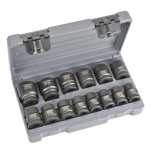 Typhoon Tools 1/2" Drive 10-27mm Metric Impact Socket Set, 14 Pieces