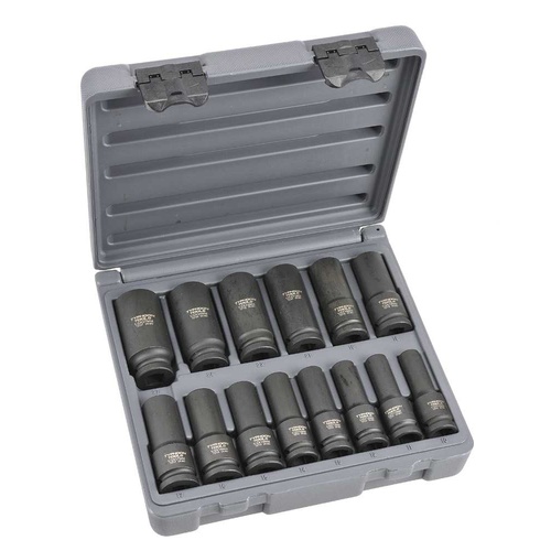 Typhoon Tools 1/2" Drive 10-27mm Deep Impact Socket Set, 14 Pieces
