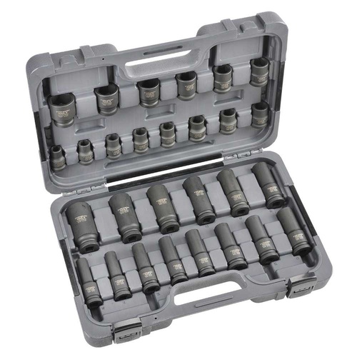 Typhoon Tools 1/2" Drive 10-27mm Standard & Deep Impact Socket Set, 28 Pcs